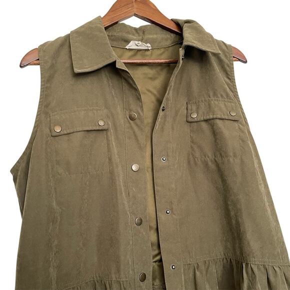 Entro Embroidered Snap Button Peplum Top Green Sleeveless Boho Festival Size M - Picture 4 of 7